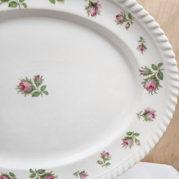 Johnson Bros WindsorWare English Rose Oval Platter 12" vintage pink floral dish - Picture 4 of 10